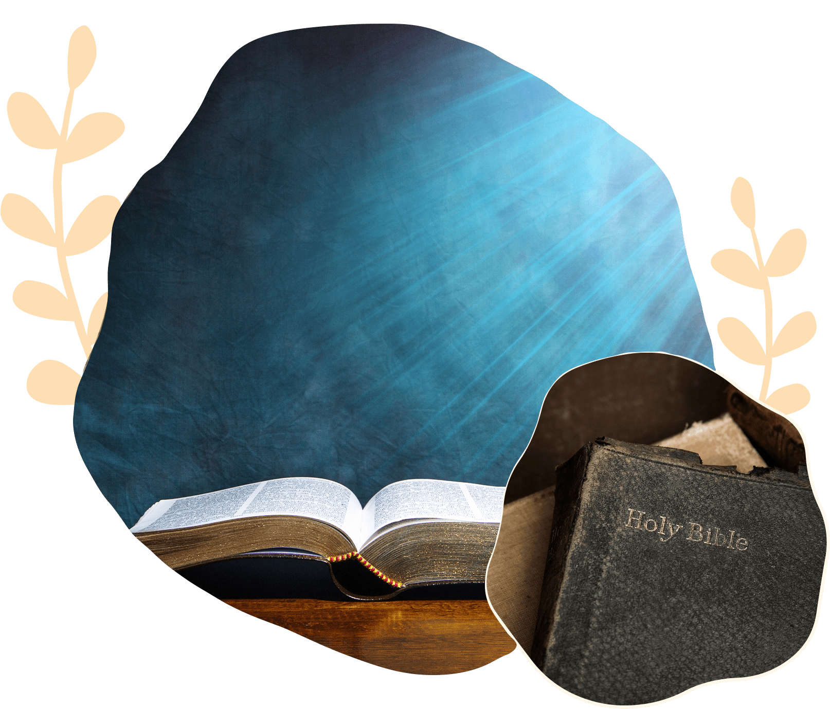 Open Bible with light shining down, symbolizing divine inspiration.