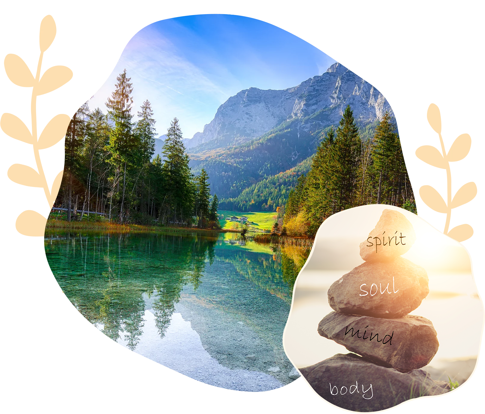 Serene mountain lake surrounded by pine trees and clear blue sky.